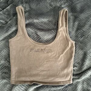 Taupe cropped Playboy tank top size xsmall